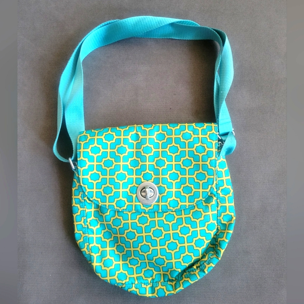 Baggallini Geometric Print Multi-Pocket Crossbody Bag Green & Yellow
